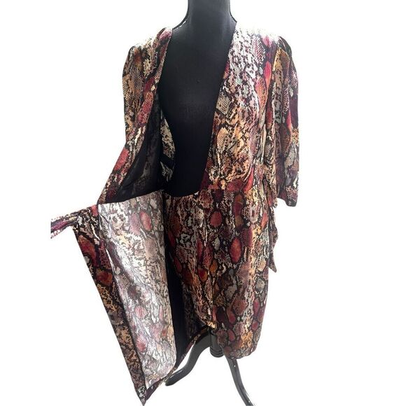 REBECCA TAYLOR woman’s 10 Snakeskin Print 100% Silk Wrap Dress career - Picture 7 of 10